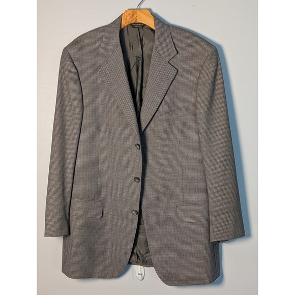 Southwick Other - Southwick‎ Mens Gray Micro Check 3 Button Sport Coat Blazer USA Made 39 Reg
